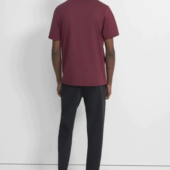 Theory Precise Luxe Cotton T-Shirt- Wine - Picture 2 of 6